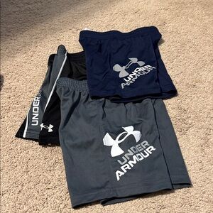 Under Armour Kids' Shorts Trio in Black, Navy, and Gray